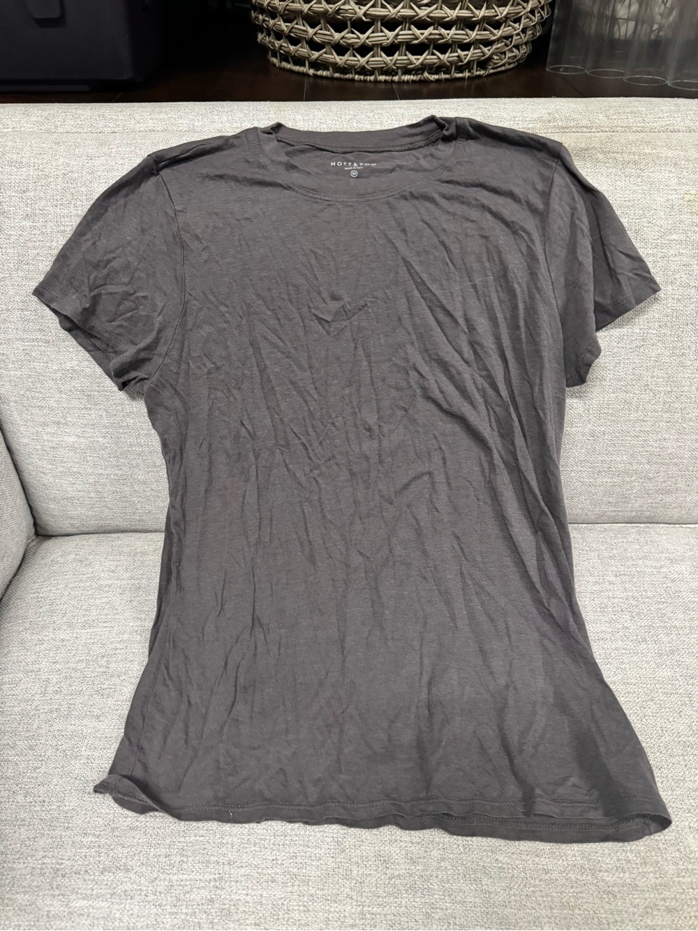MOTHER Women's Charcoal Short Sleeve Crewneck Tee